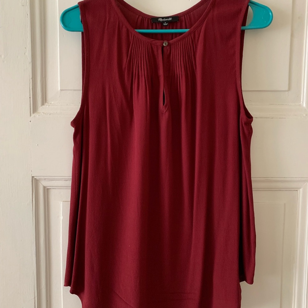 Madewell red silk sleeveless top!